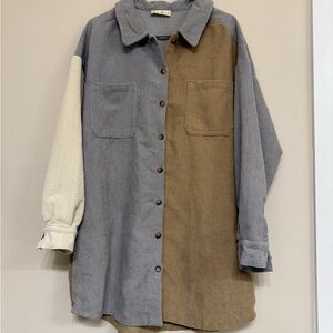 Two-Tone Corduroy Mini Dress